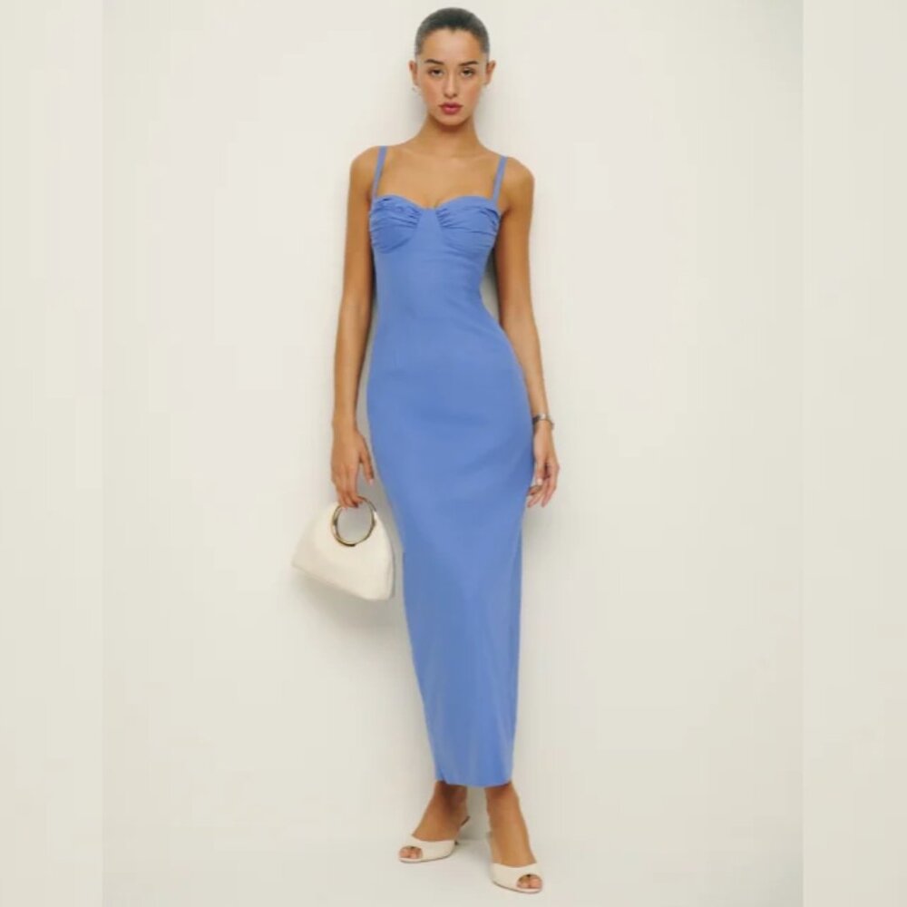 NWOT Reformation Stormi Dress in Dusk Blue Sleeveless Cotton SIze 0